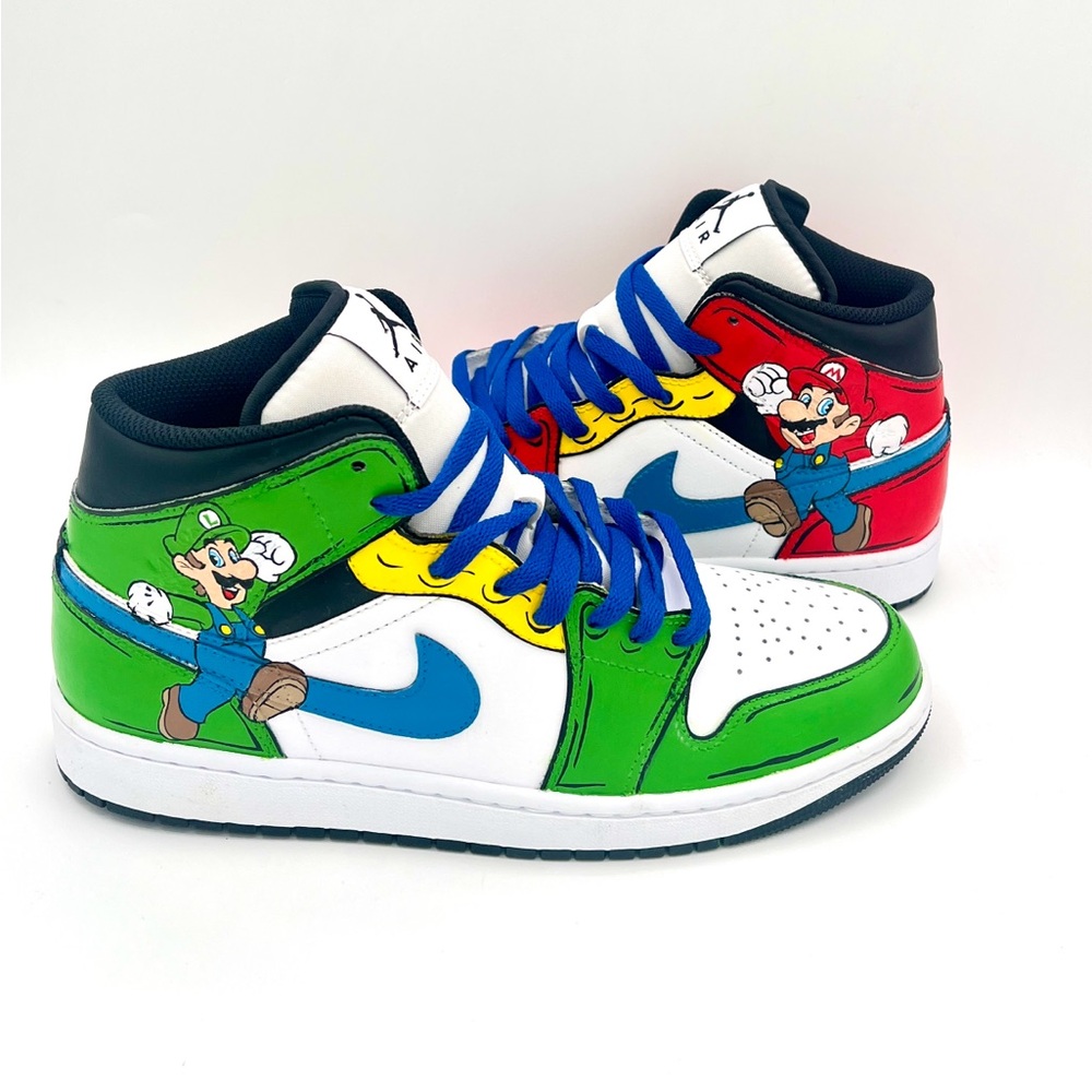Custom Air Jordan 1 Mid Mario Men Women Shoes